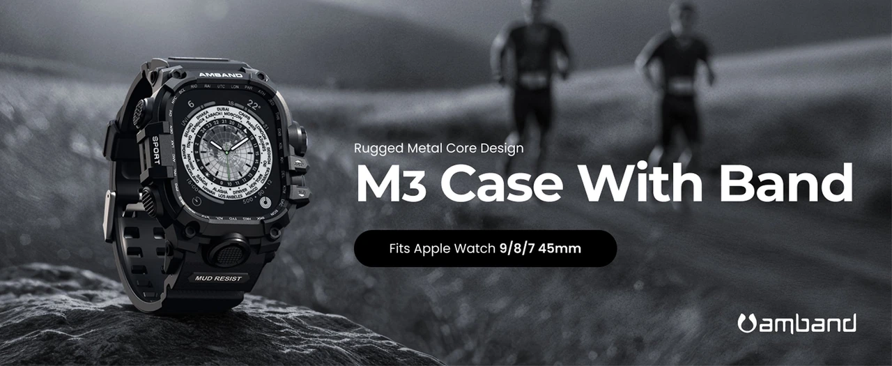 AMBAND M3 product introduction against a rocky environment