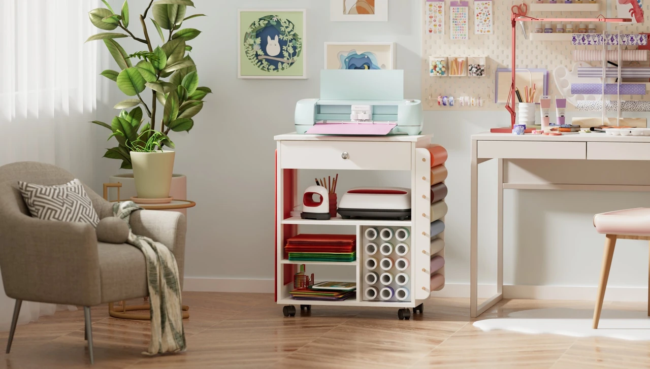 Craft cart in a bright studio interior